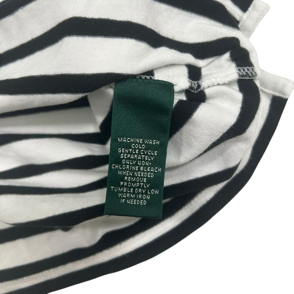 L-RL Lauren Active 1/4 Zip Mock Neck Stripe Top White Black Sz L Pickleball Golf - Picture 8 of 11